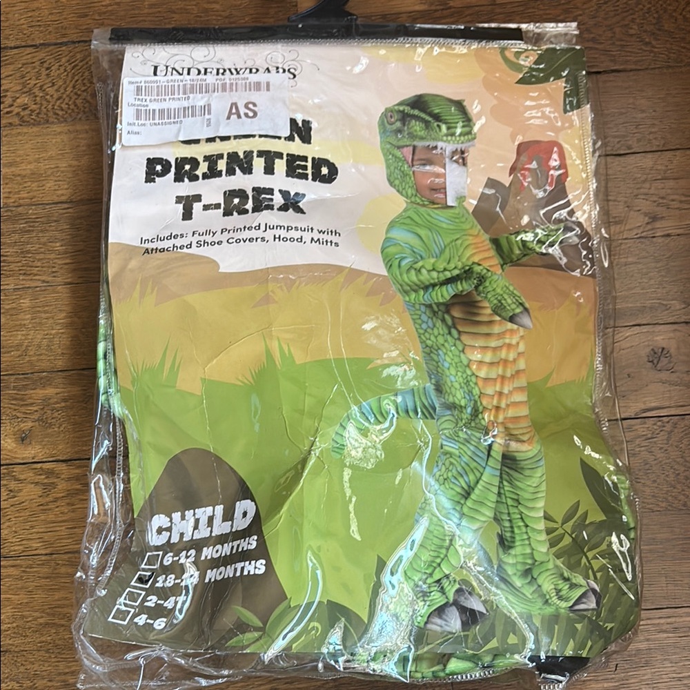 Green Printed TRex Kid’s Costume, 18-24 Months, Excellent Condition! All Pieces